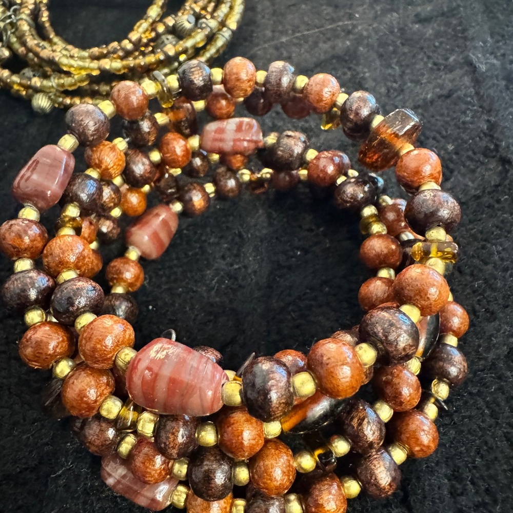 Hand Crafted Earthy Brown and Gold Bracelet